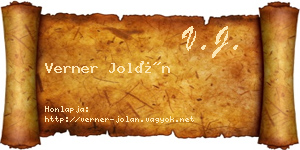 Verner Jolán névjegykártya